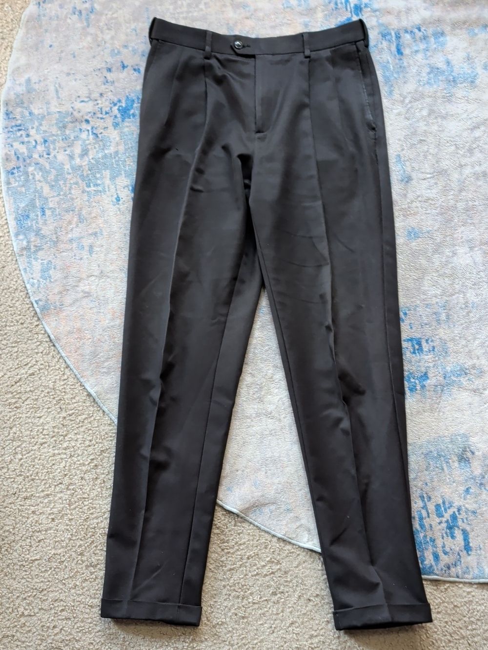 Roundtree & Yorke Black Flat-Front Dress Pants Men's 32x34